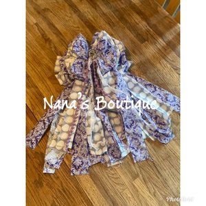 Purple shabby chic rag bow